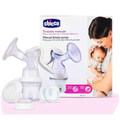 شیر دوش دستی ایتالیایی چیکو Feeling Natural Chicco با لیوان سیلیکونی و دسته ارگونومیک شفاف سفید رنگ