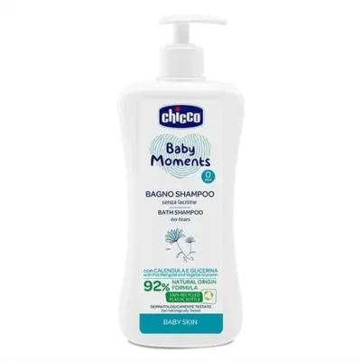 شامپو سر و بدن کودک ایتالیایی چیکو Moments Baby Chicco ارگانیک 92 درصد 750 میل