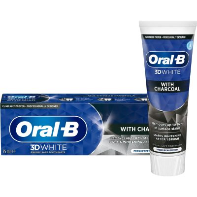 خمیر دندان ذغالی اورال بی مدل PRO 3D WHITE WİTH CHARCOAL حجم 75 میلی