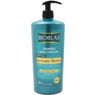 شامپو ترمیم کننده بیوبلاس Bioblas حاوی کراتین و بیوتین حجم 900 میل